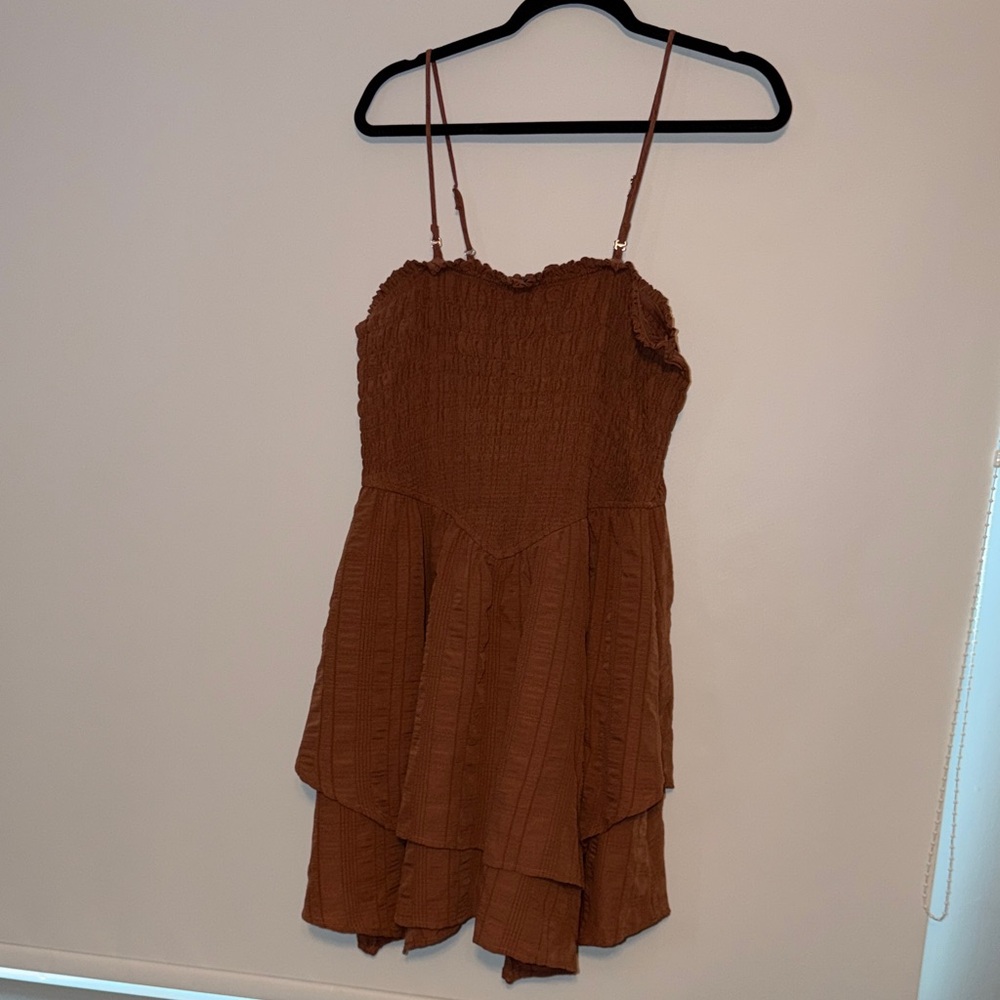 Brown Handkerchief Sleeveless Dress